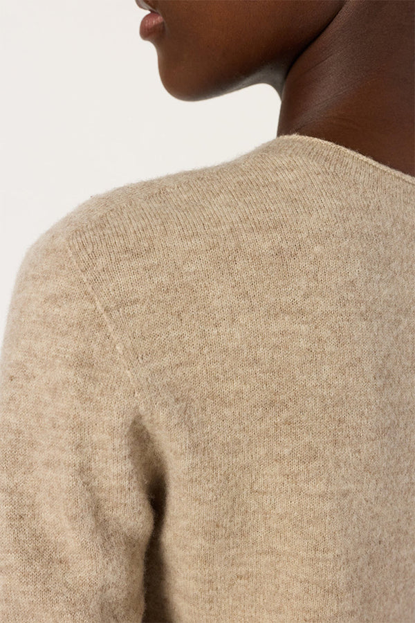 EVA PINK BEIGE ROLLED EDGE WOOL SWEATER