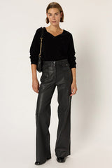 EDWIGE BLACK V-NECK WOOL RHINESTONES SWEATER