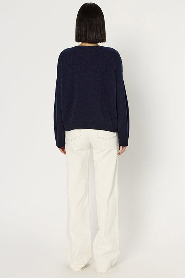 ESME RHINESTONES LOOSE FITTING WOOL SWEATER