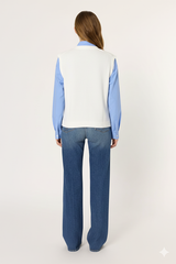 ELYSEE WHITE LUREX SLEEVELESS CARDIGAN