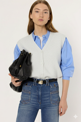 ELYSEE WHITE LUREX SLEEVELESS CARDIGAN