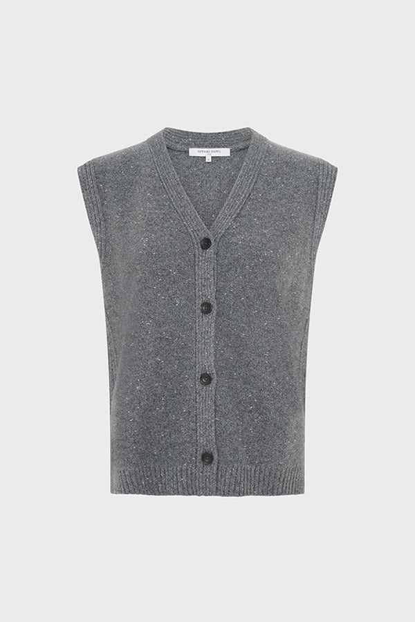ELYSEE GREY LUREX SLEEVELESS CARDIGAN