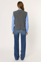 ELYSEE GREY LUREX SLEEVELESS CARDIGAN