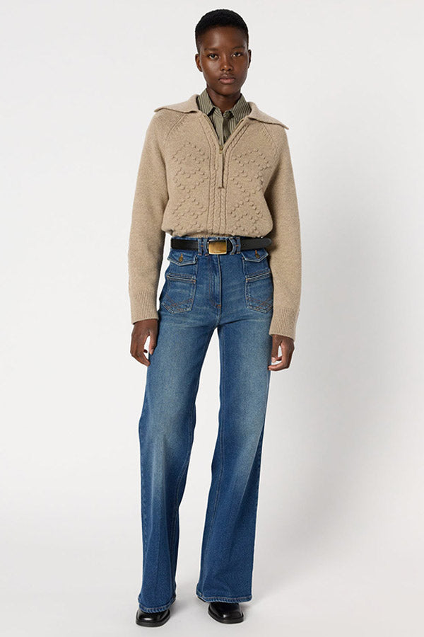 EDENA ZIPPERED COLLAR LUREX SWEATER