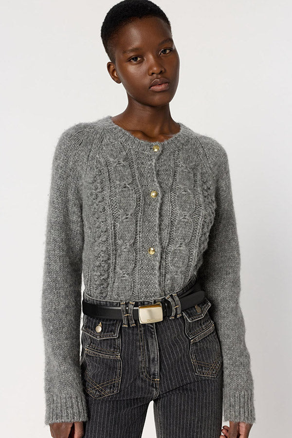 ELIANE GOLD-TONE BUTTONS TWISTED CARDIGAN