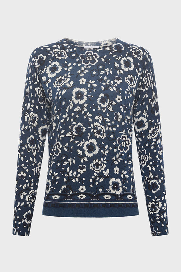 EVELINE FINE WOOL FLORAL SWEATER