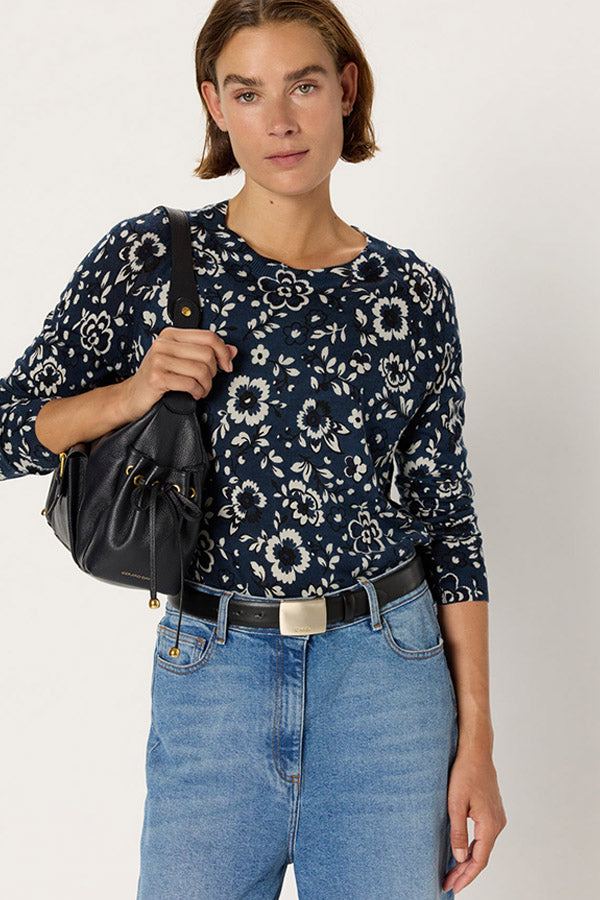 EVELINE FINE WOOL FLORAL SWEATER
