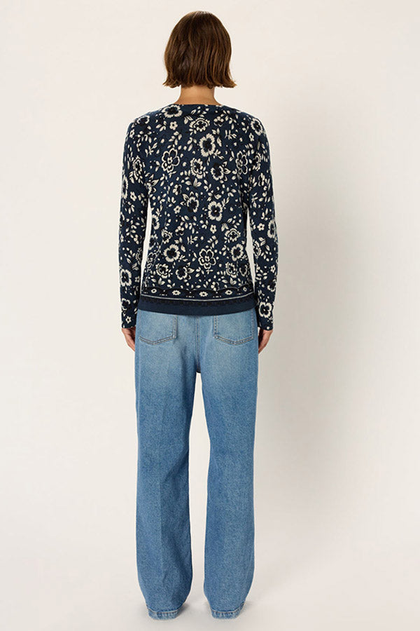 EVELINE FINE WOOL FLORAL SWEATER