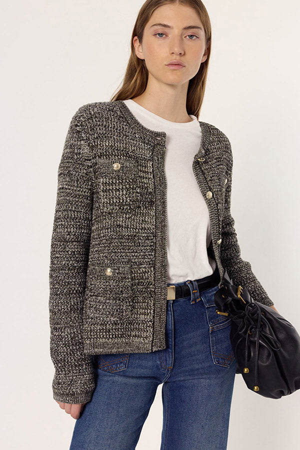 EDELINE LUREX TWEED-STYLE CARDIGAN