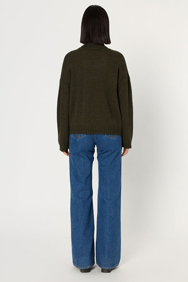 ENID KAKI LOOSE TURTLENECK SWEATER