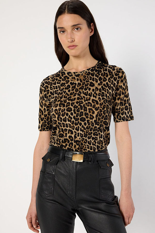 ELI SHORT SLEEVES LEOPARD SWEATER