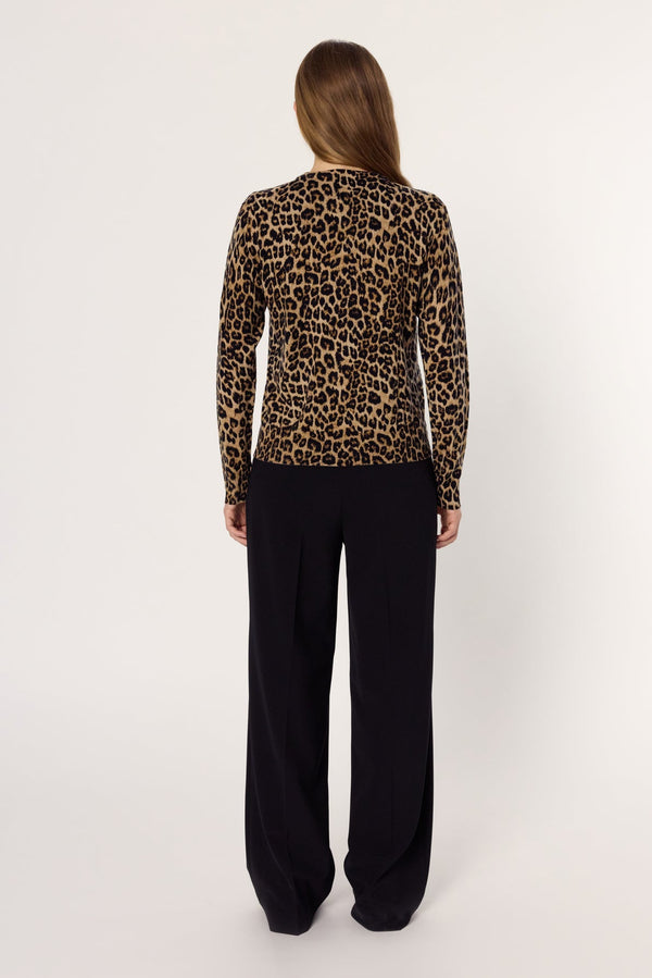 ELODIE FINE WOOL LEOPARD CARDIGAN
