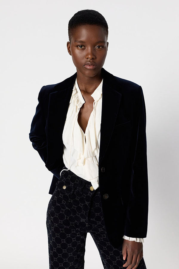 NIRINA NAVY VELVET SUIT JACKET