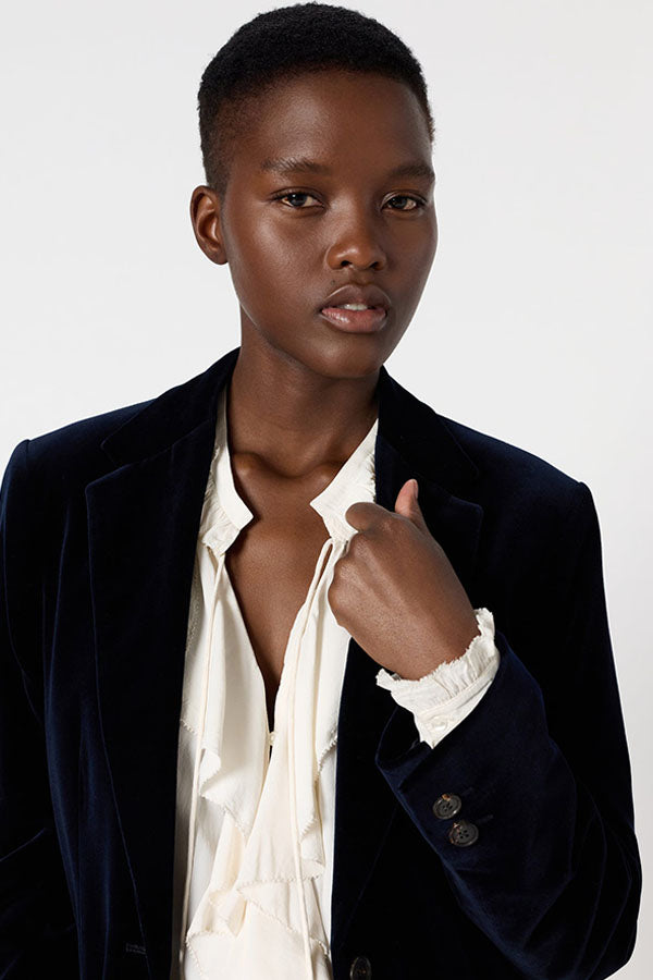 NIRINA NAVY VELVET SUIT JACKET