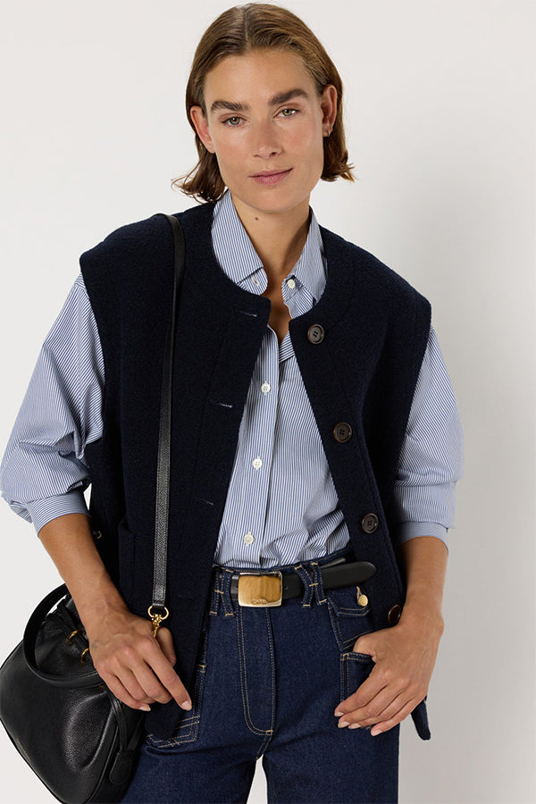 NOLWENN SLEEVELESS BOUCLE WOOL JACKET