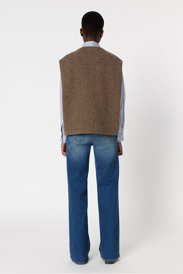 NAOMIE SLEEVELESS HERRINGBONE JACKET