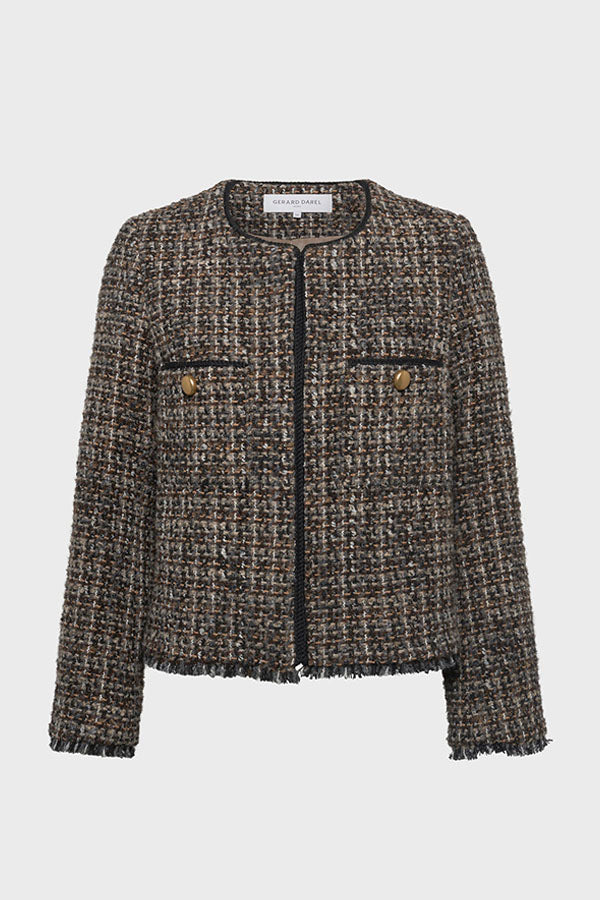 NOUR COLLARLESS TWEED JACKET