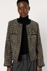 NOUR COLLARLESS TWEED JACKET