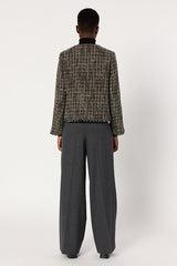 NOUR COLLARLESS TWEED JACKET