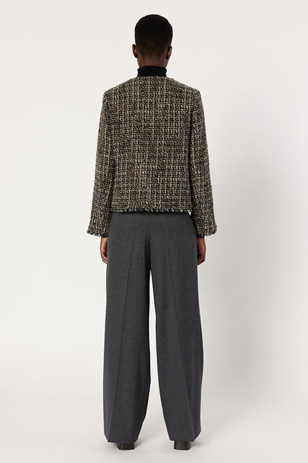 NOUR COLLARLESS TWEED JACKET