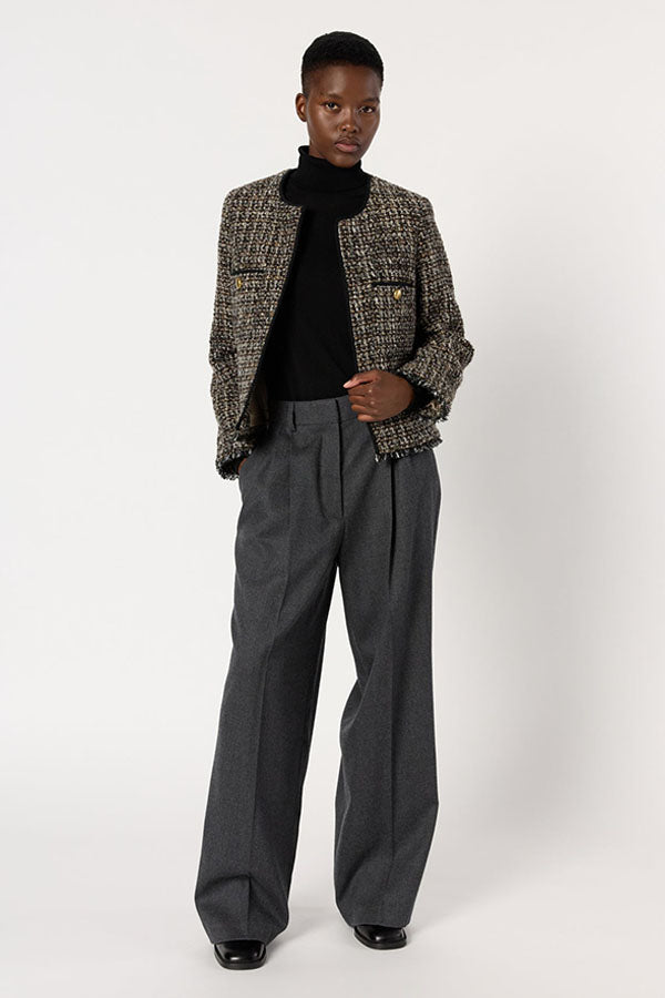 NOUR COLLARLESS TWEED JACKET