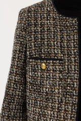 NOUR COLLARLESS TWEED JACKET