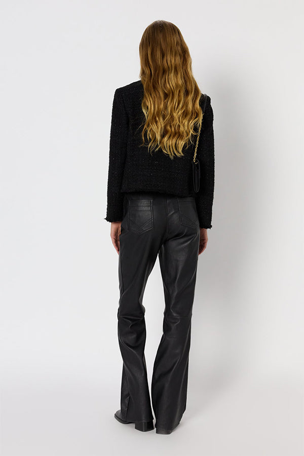 NESSA LUREX PLAIN TWEED COLLARLESS JACKET