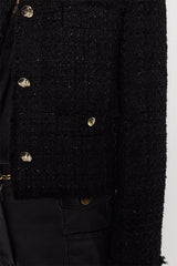NESSA LUREX PLAIN TWEED COLLARLESS JACKET