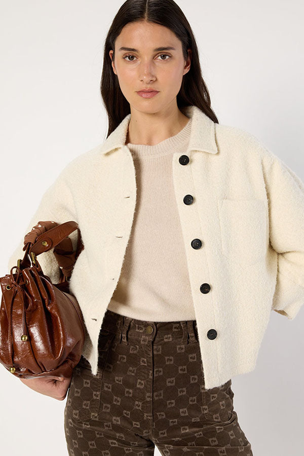 NINON OVERSHIRT STYLE PLAIN TWEED JACKET