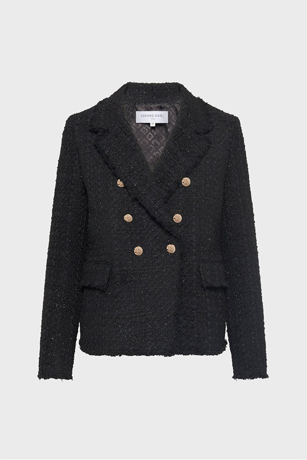 NATANIA LUREX DOUBLE-BREASTED TWEED JACKET