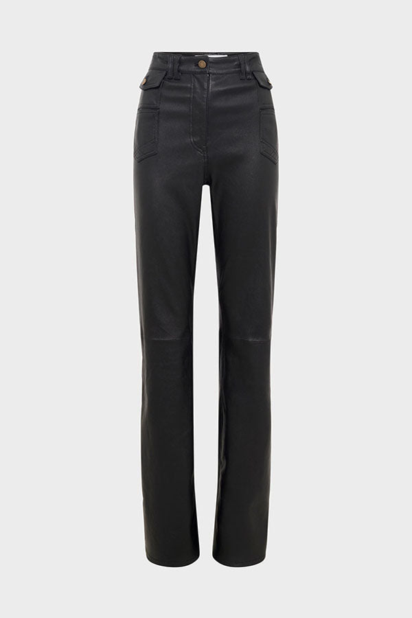 CYNTHIA FLARED LEATHER TROUSERS