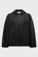 NABILA OVERSIZE HOODED LEATHER JACKET