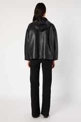 NABILA OVERSIZE HOODED LEATHER JACKET