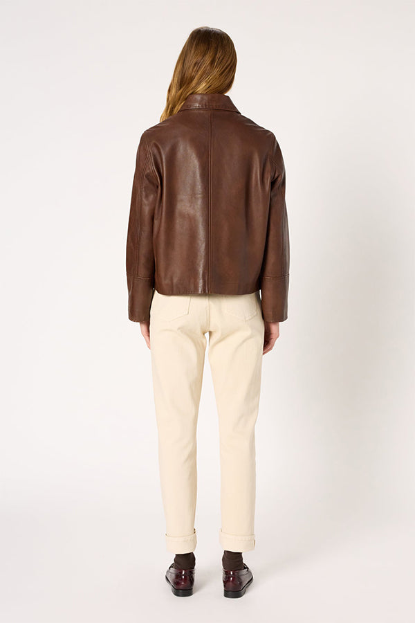 NAIMA DISTRESSED LEATHER STRAIGHT JACKET