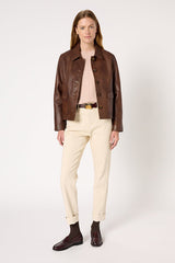 NAIMA DISTRESSED LEATHER STRAIGHT JACKET