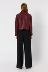 NOEVE CROPPED BORDEAUX LEATHER JACKET