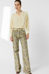 CEZANNE YELLOW TUNISIAN COLLAR FLOWING BLOUSE