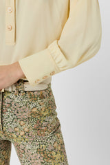CEZANNE YELLOW TUNISIAN COLLAR FLOWING BLOUSE