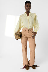 CRISTEL YELLOW FINE EMBROIDERY SHIRT