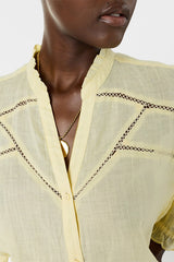 CRISTEL YELLOW FINE EMBROIDERY SHIRT