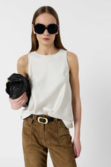 CALLISTA ECRU ECRU SLEEVELESS SILK TOP