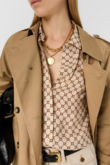 CLARIANE SAND MONOGRAM FLOWING SHIRT
