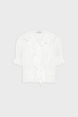 CEYLIA WHITE EMBROIDERED COTTON VOILE SHIRT