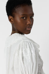 CEYLIA WHITE EMBROIDERED COTTON VOILE SHIRT