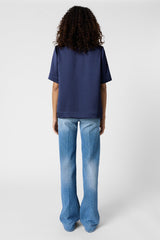 CILEIA NAVY SILK TOP