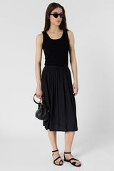 JULIAH BLACK PLEATED MIDI SKIRT