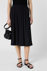 JULIAH BLACK PLEATED MIDI SKIRT
