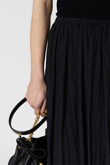 JULIAH BLACK PLEATED MIDI SKIRT