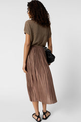 JOCELYNE ROPE PLEATED SILK MIDI SKIRT