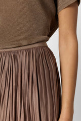 JOCELYNE ROPE PLEATED SILK MIDI SKIRT